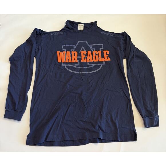 PINK Victoria's Secret Tops - Victorias Secret PINK Auburn University War Eagle Open Shoulder Shirt L (A0135)